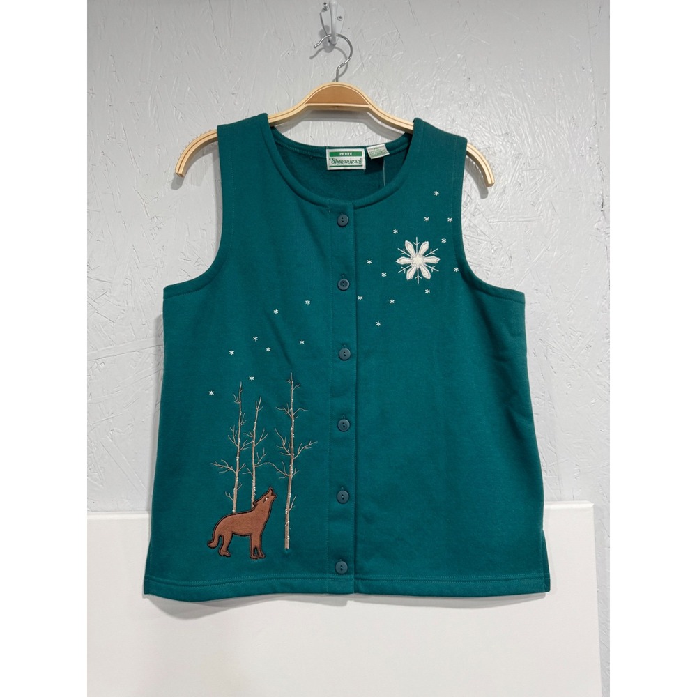 Shenanigans Petite Vest Embroidered Wolf Snowflake Cottagecore